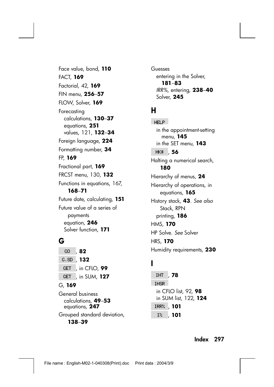 HP 17bII+ User Manual | Page 297 / 310