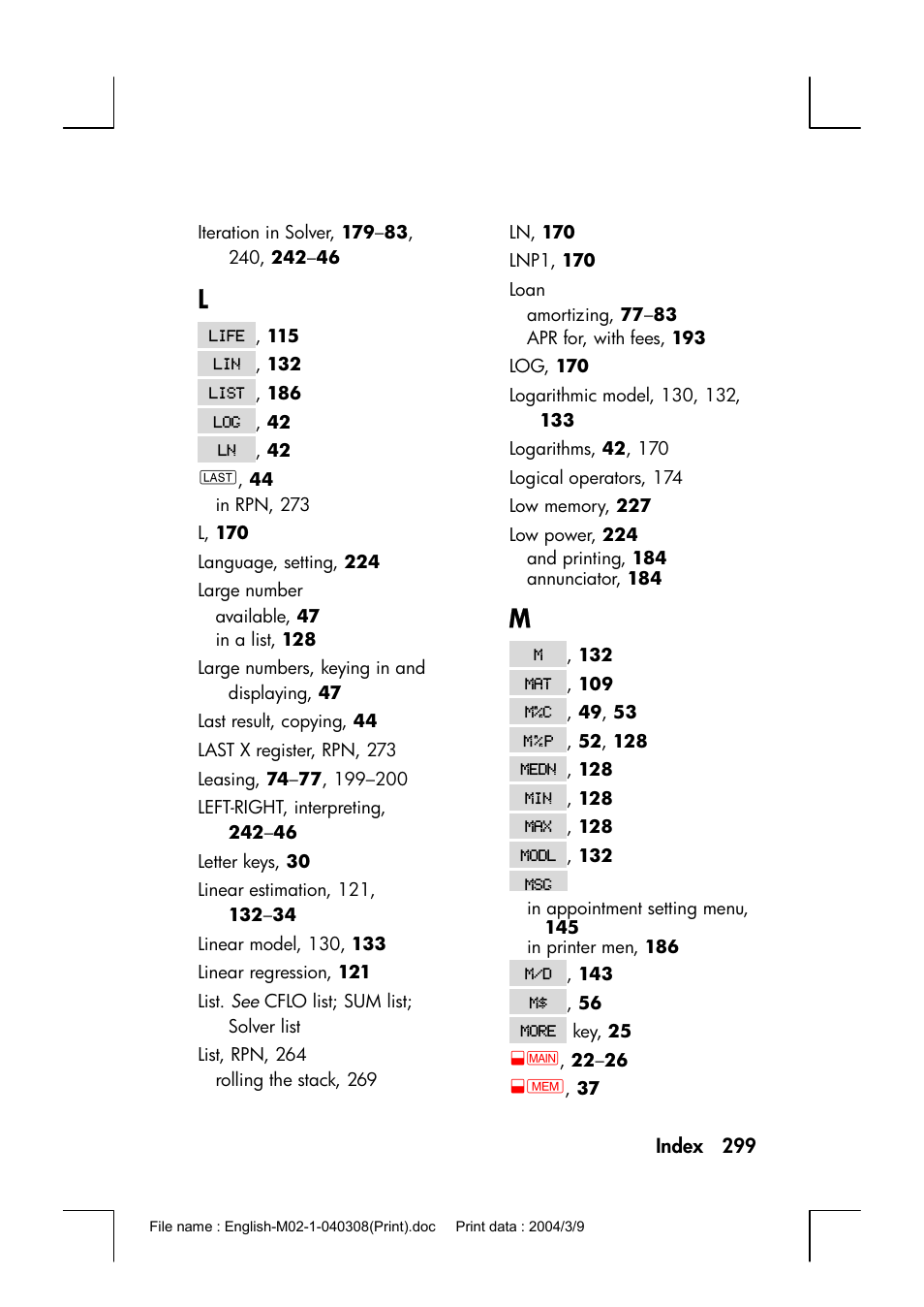 HP 17bII+ User Manual | Page 299 / 310