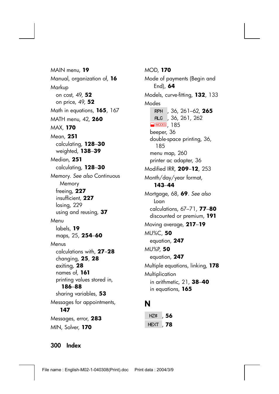 HP 17bII+ User Manual | Page 300 / 310
