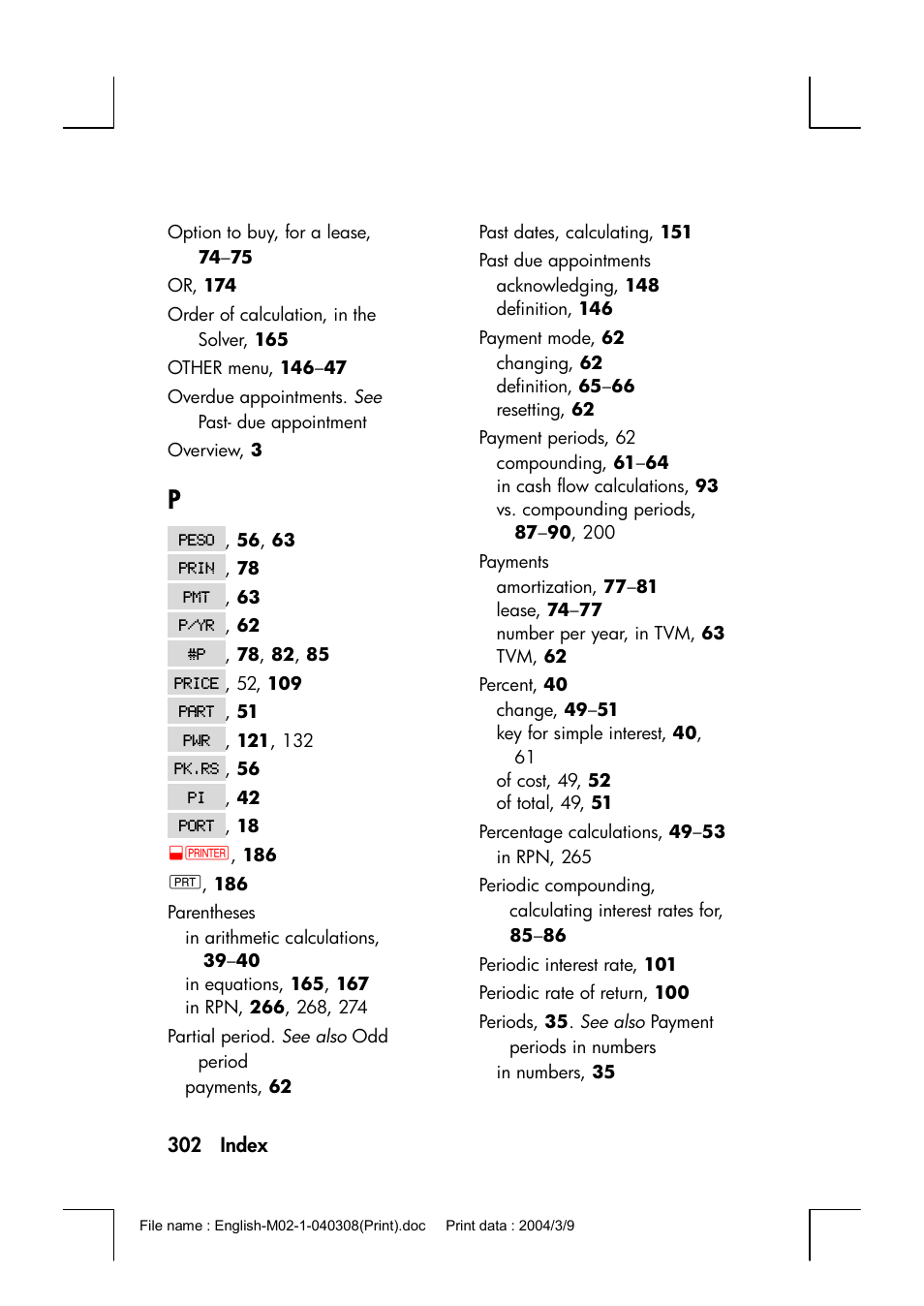 HP 17bII+ User Manual | Page 302 / 310