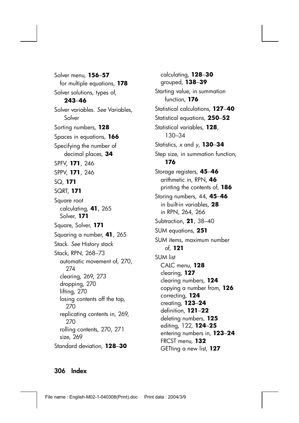 HP 17bII+ User Manual | Page 306 / 310