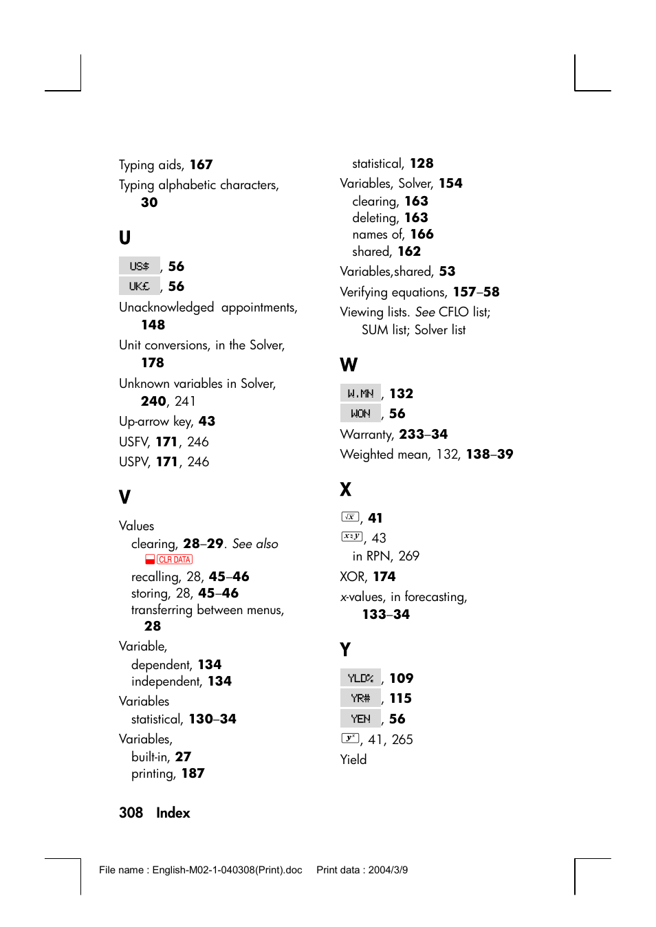 HP 17bII+ User Manual | Page 308 / 310