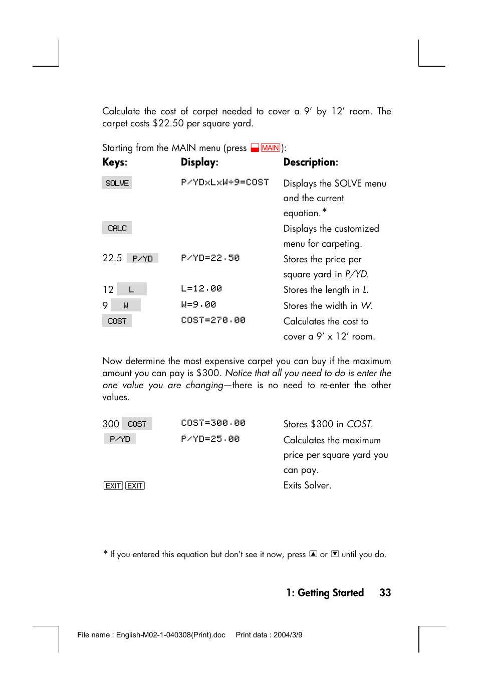 HP 17bII+ User Manual | Page 33 / 310