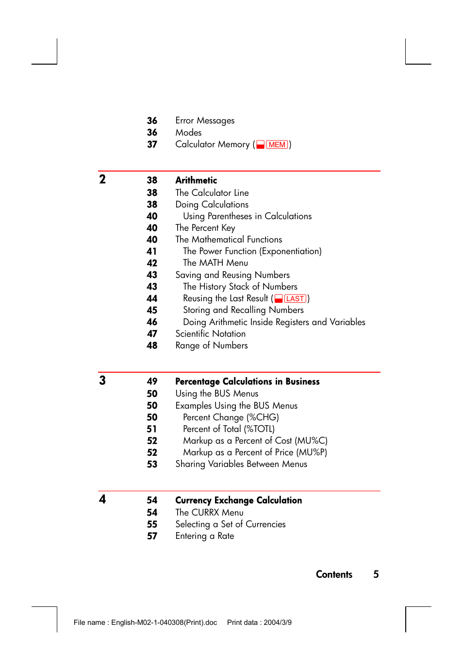 HP 17bII+ User Manual | Page 5 / 310