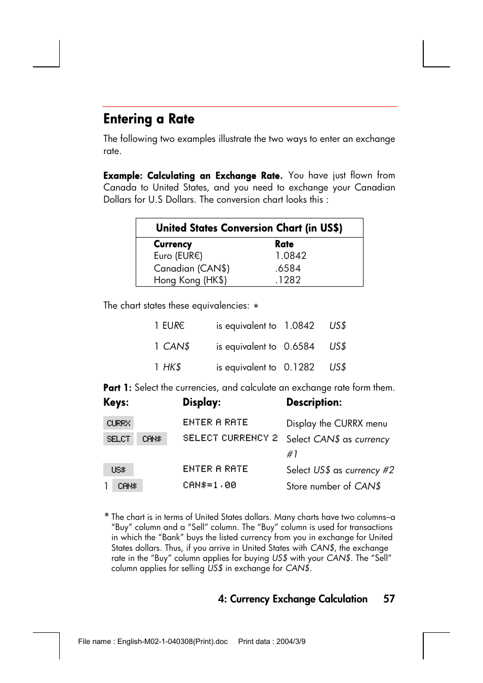 Entering a rate | HP 17bII+ User Manual | Page 57 / 310