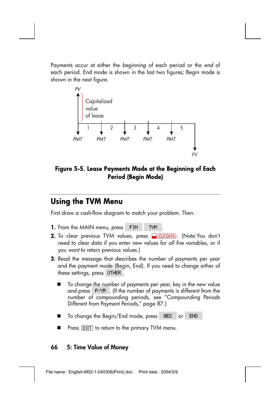 Using the tvm menu | HP 17bII+ User Manual | Page 66 / 310