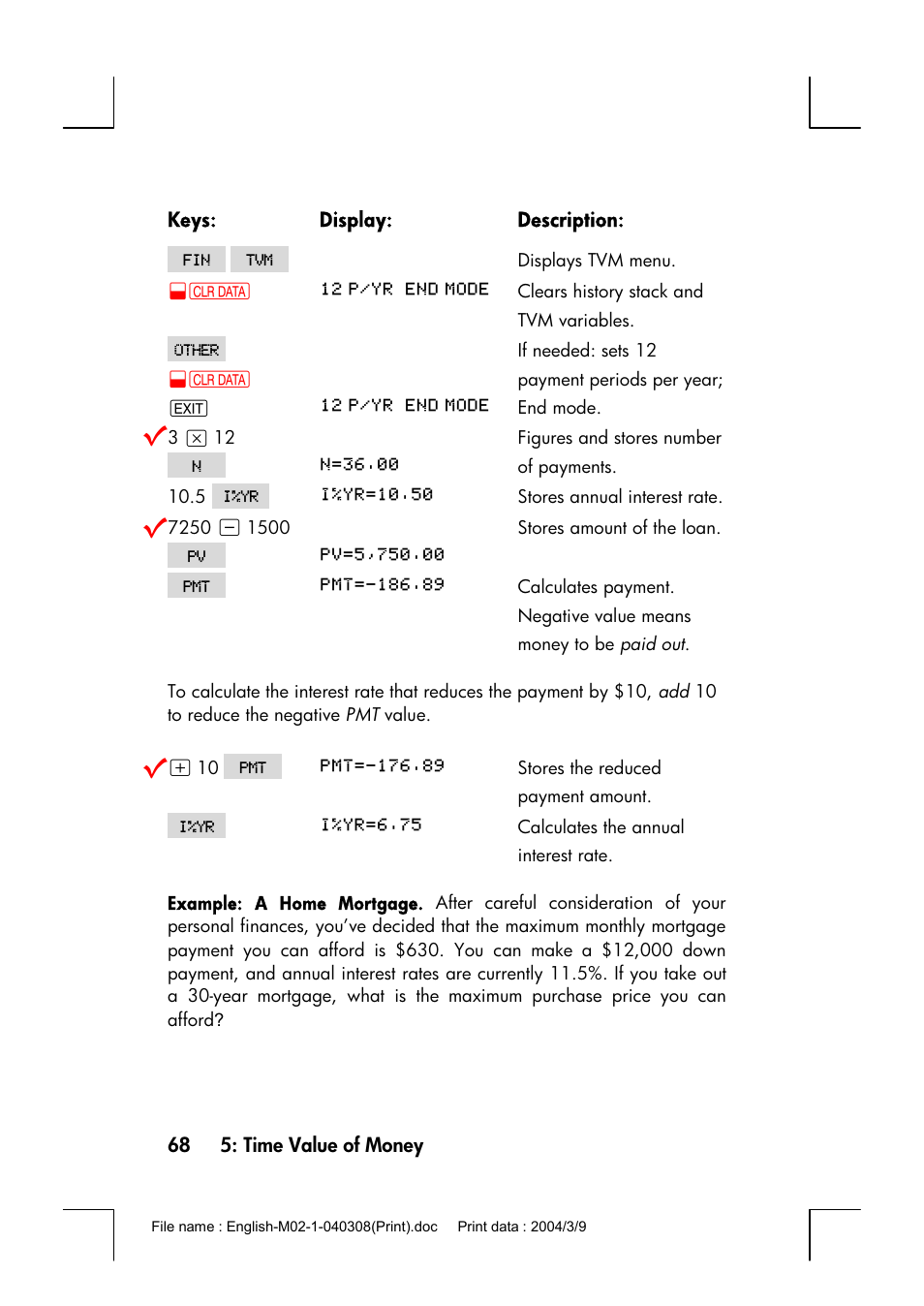 HP 17bII+ User Manual | Page 68 / 310