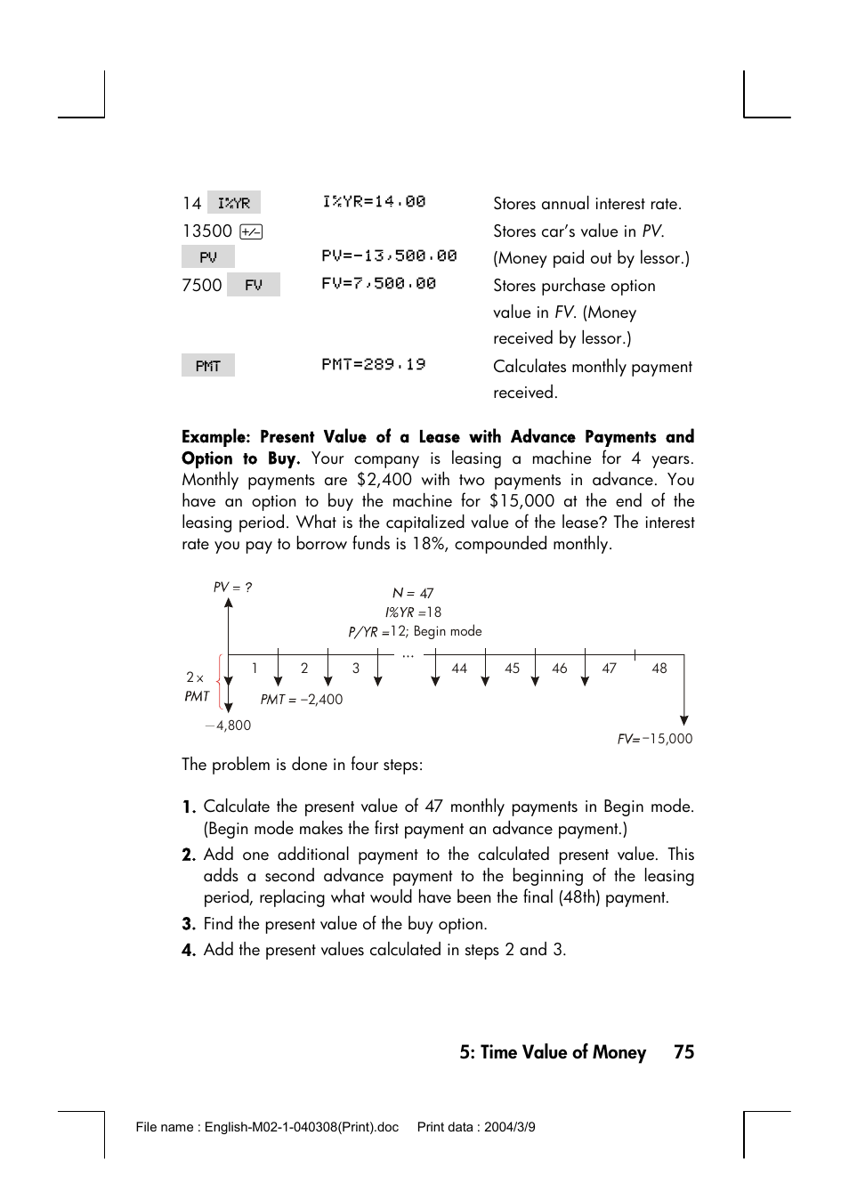 HP 17bII+ User Manual | Page 75 / 310
