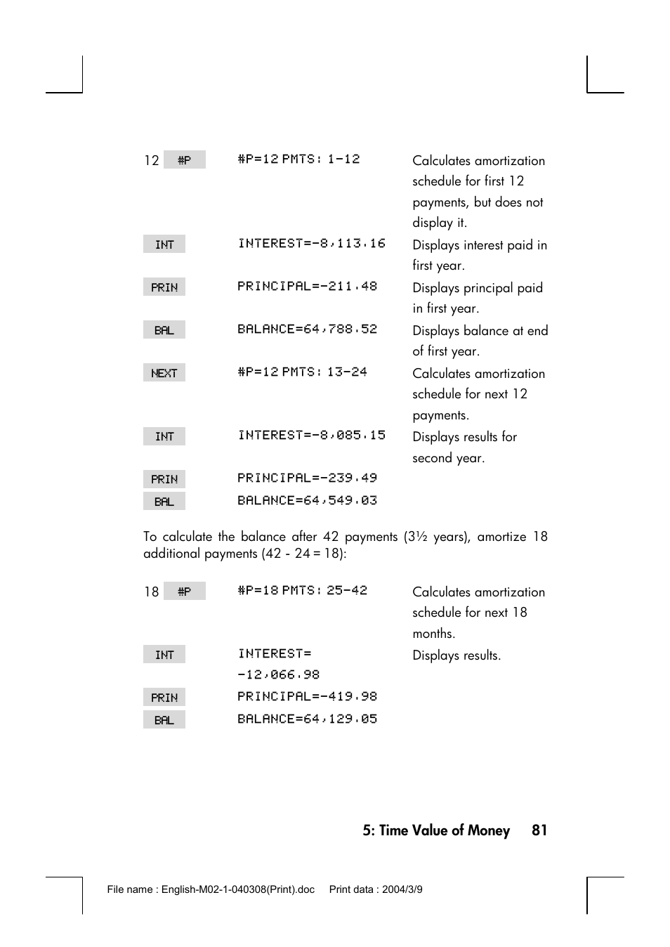 HP 17bII+ User Manual | Page 81 / 310