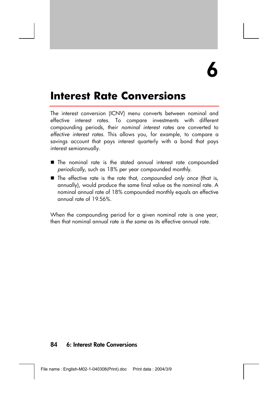 Interest rate conversions | HP 17bII+ User Manual | Page 84 / 310