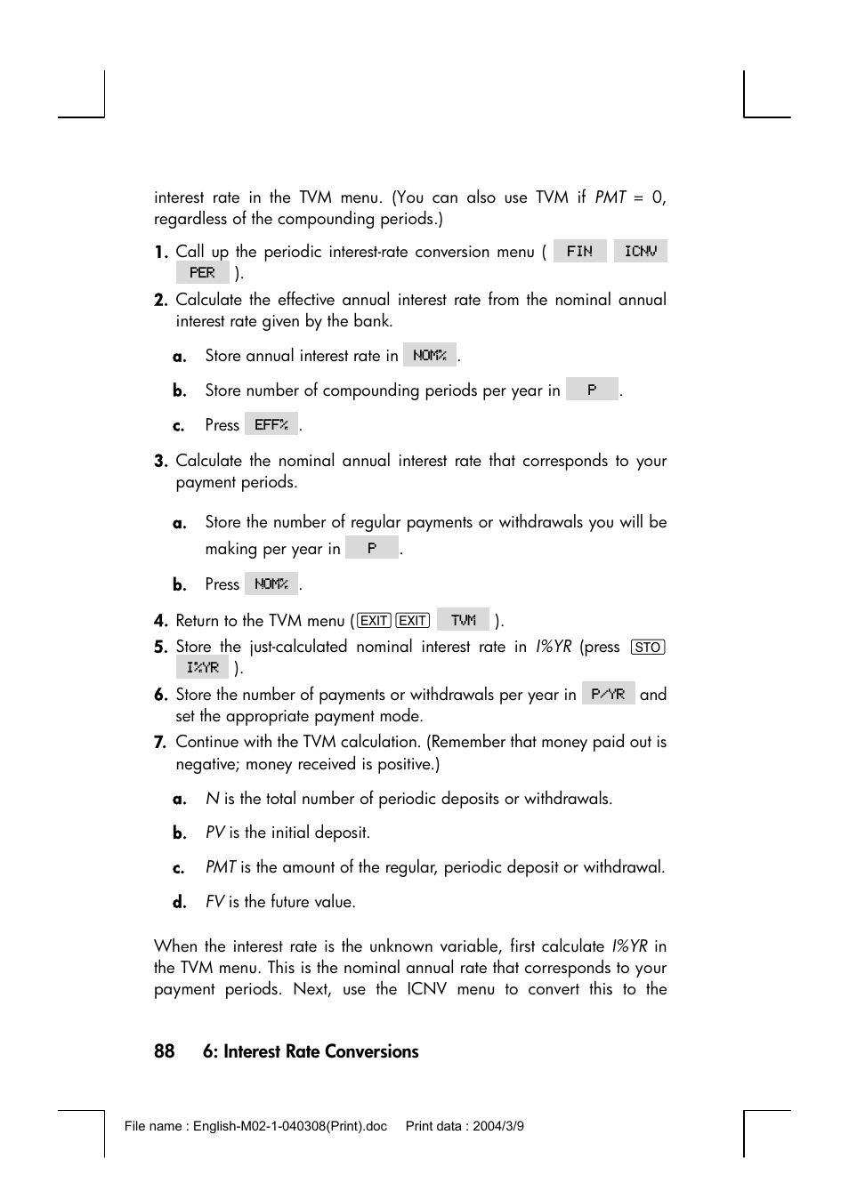 HP 17bII+ User Manual | Page 88 / 310