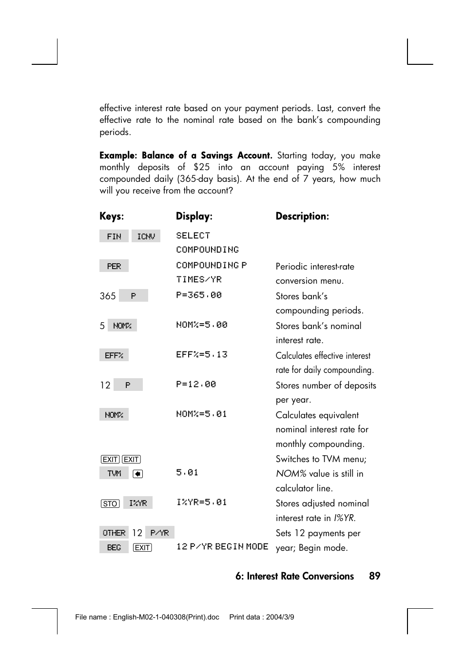 HP 17bII+ User Manual | Page 89 / 310
