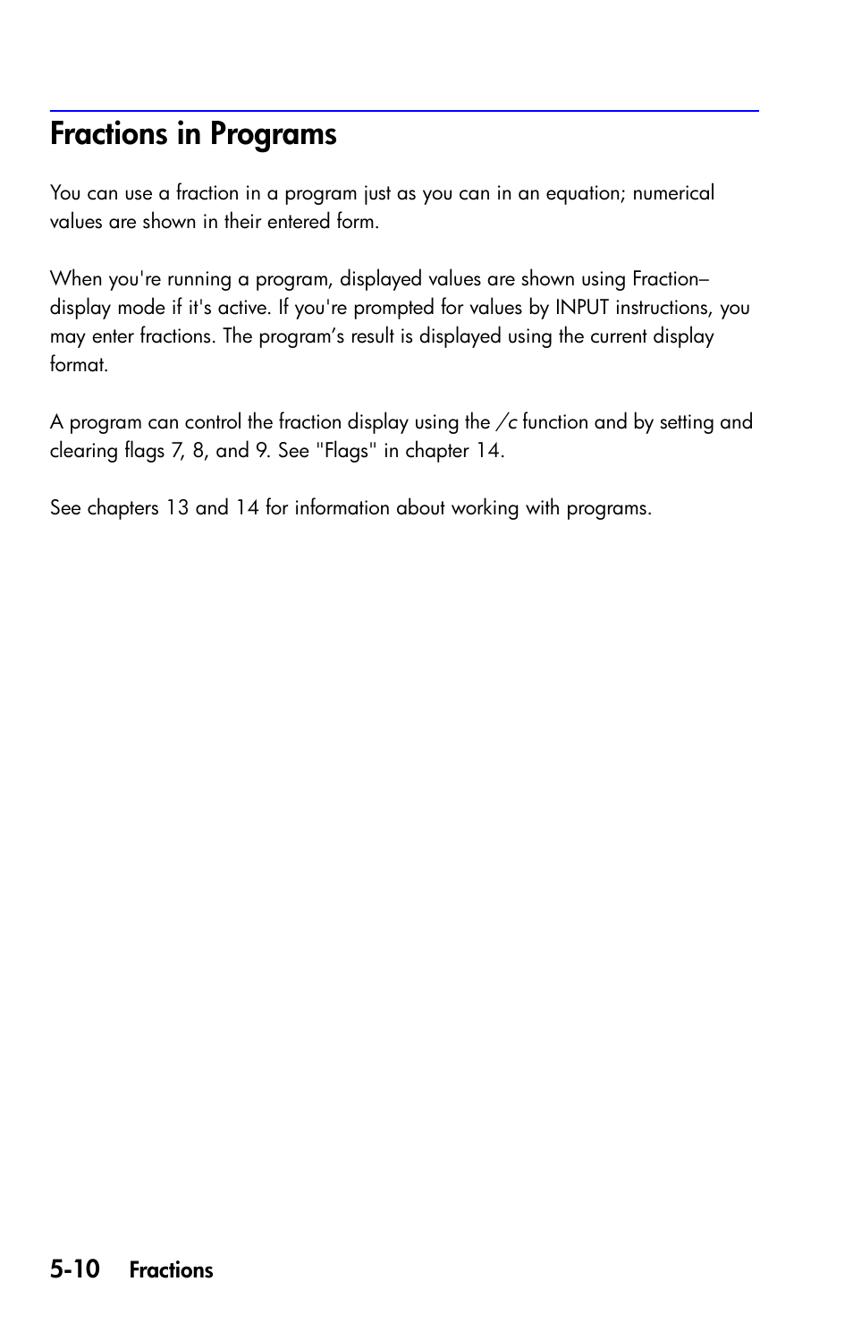 Fractions in programs | HP 35s Scientific Calculator User Manual | Page 102 / 382