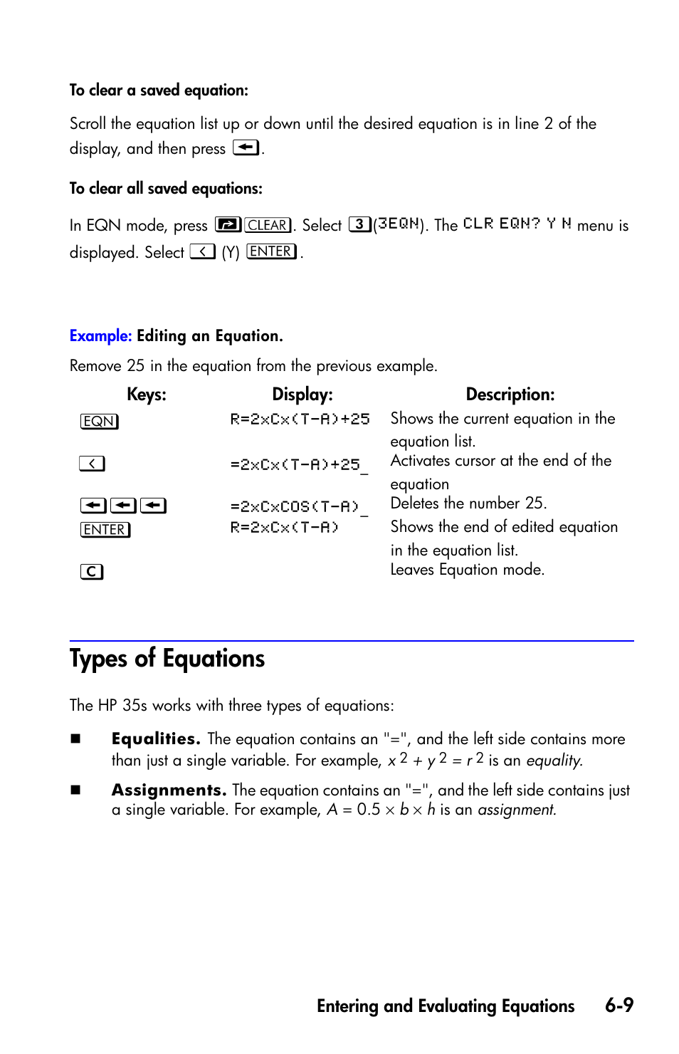 Types of equations | HP 35s Scientific Calculator User Manual | Page 111 / 382