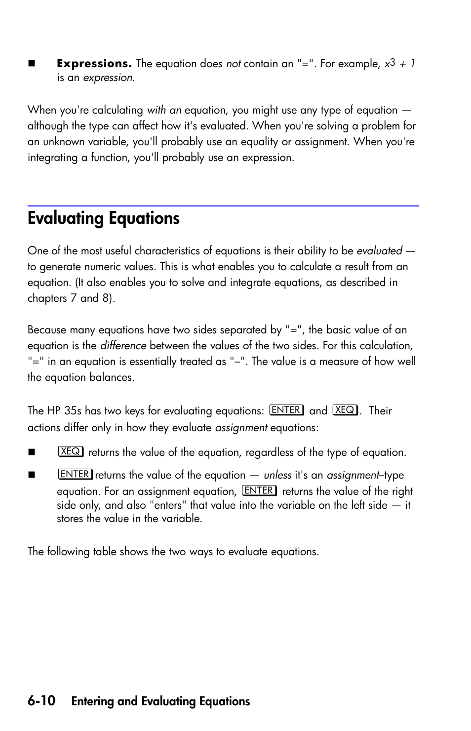 Evaluating equations | HP 35s Scientific Calculator User Manual | Page 112 / 382