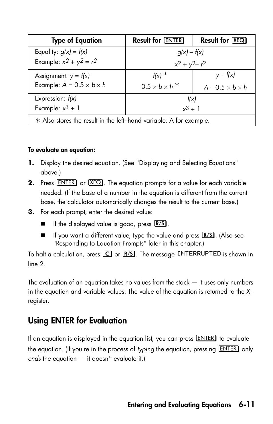 Using enter for evaluation | HP 35s Scientific Calculator User Manual | Page 113 / 382