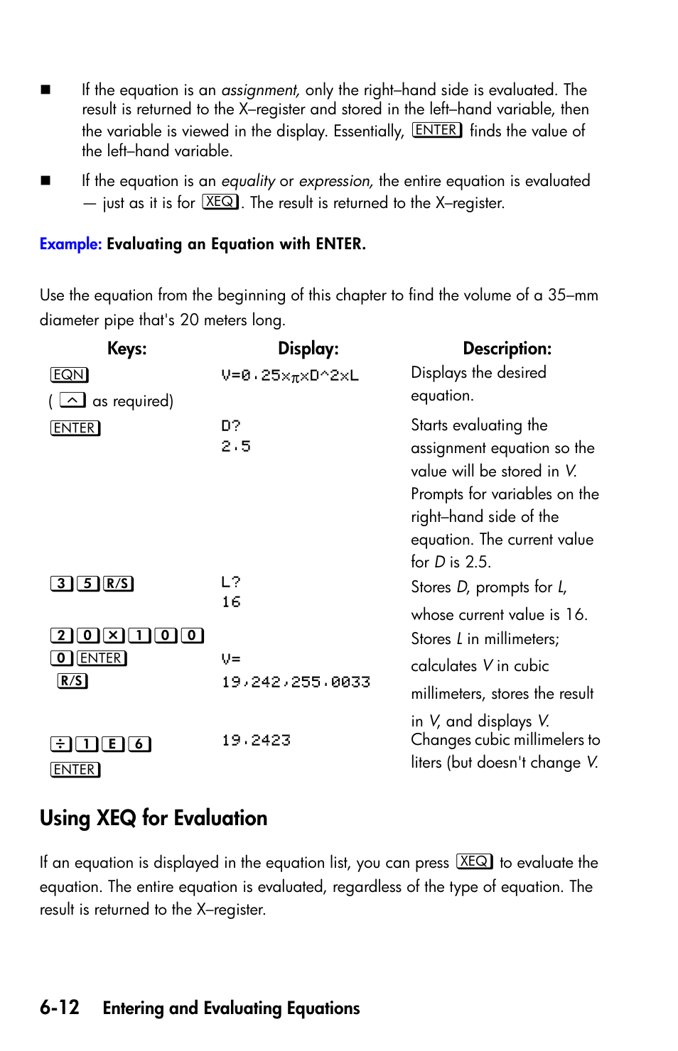 Using xeq for evaluation | HP 35s Scientific Calculator User Manual | Page 114 / 382