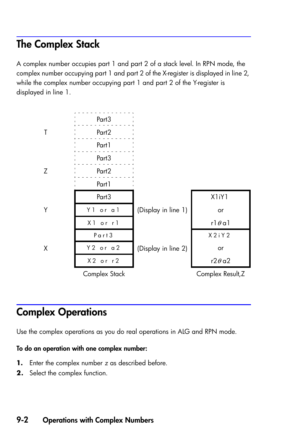 The complex stack, Complex operations | HP 35s Scientific Calculator User Manual | Page 144 / 382