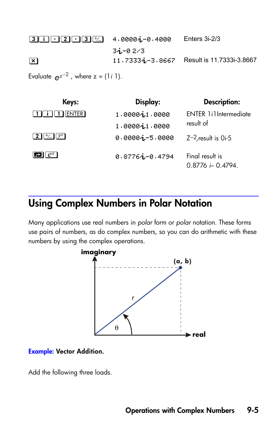 Using complex numbers in polar notation | HP 35s Scientific Calculator User Manual | Page 147 / 382