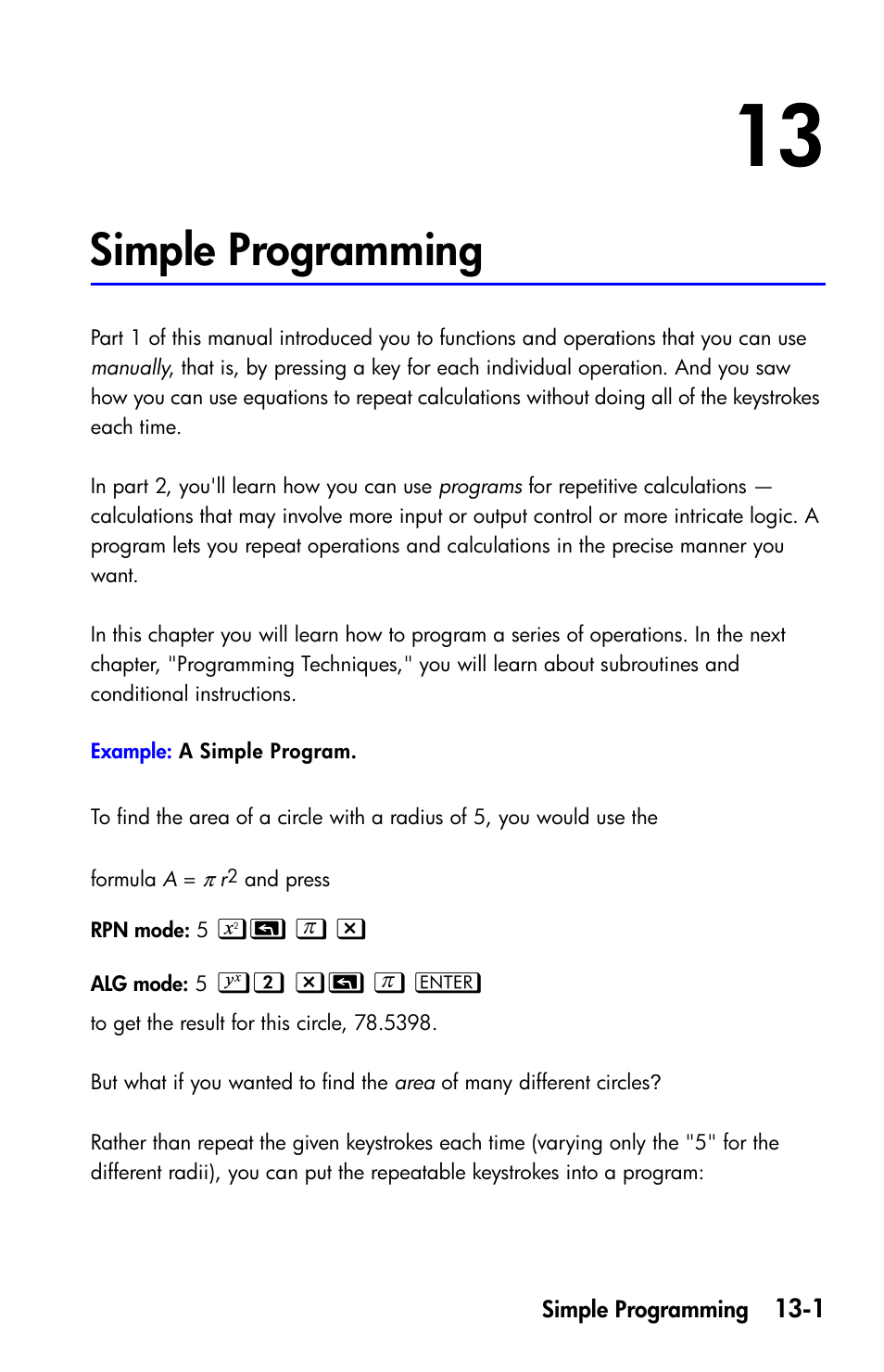 Simple programming | HP 35s Scientific Calculator User Manual | Page 183 / 382