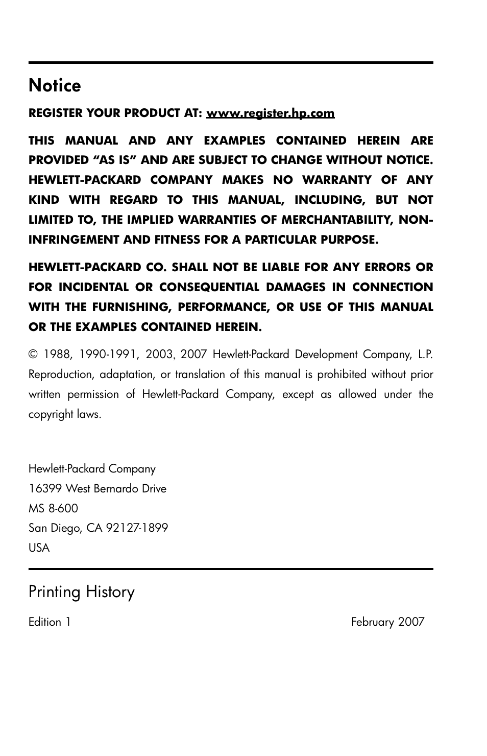 Notice, Printing history | HP 35s Scientific Calculator User Manual | Page 2 / 382