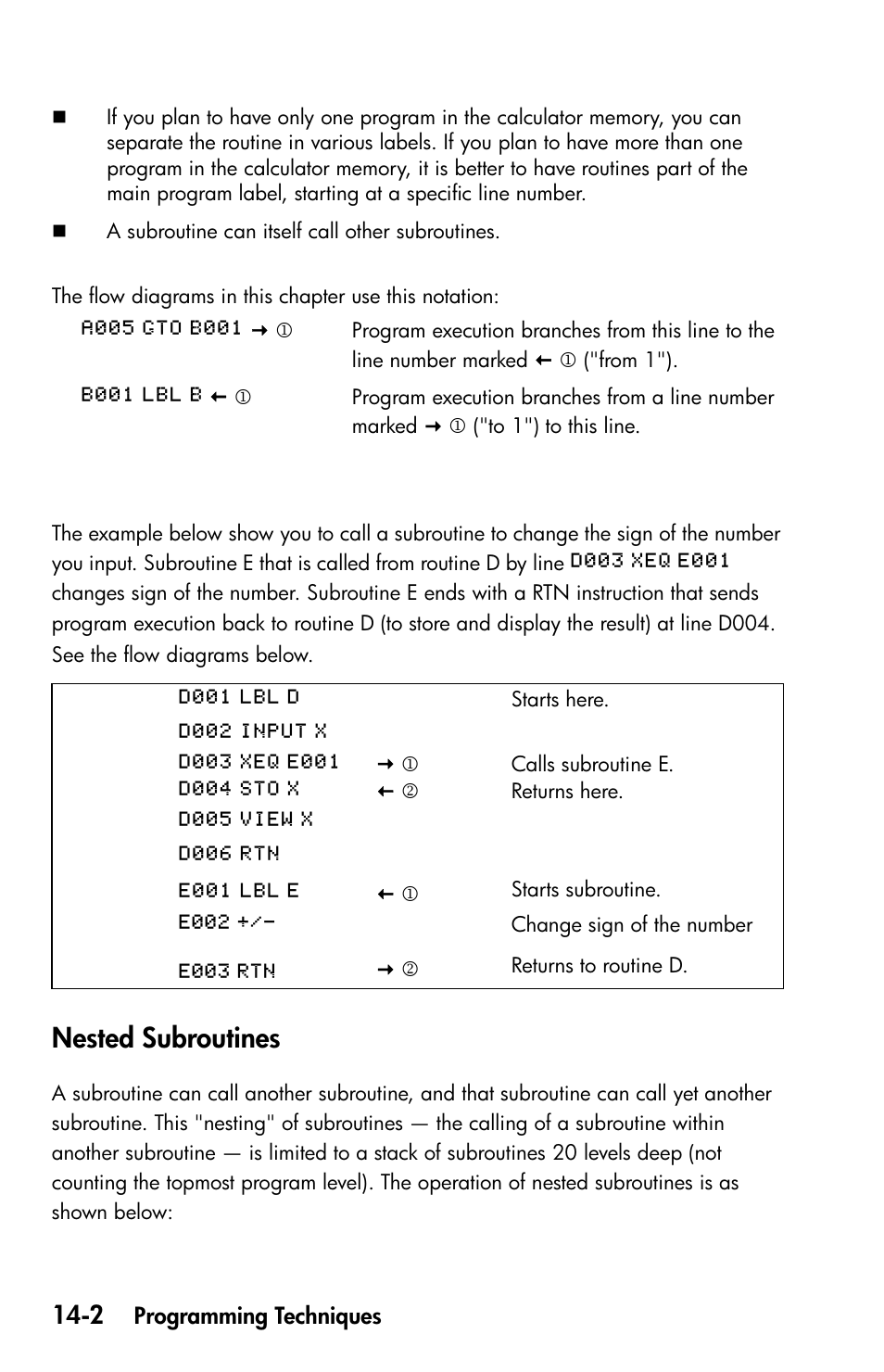 Nested subroutines | HP 35s Scientific Calculator User Manual | Page 212 / 382