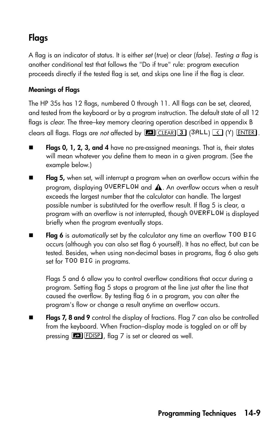 Flags | HP 35s Scientific Calculator User Manual | Page 219 / 382