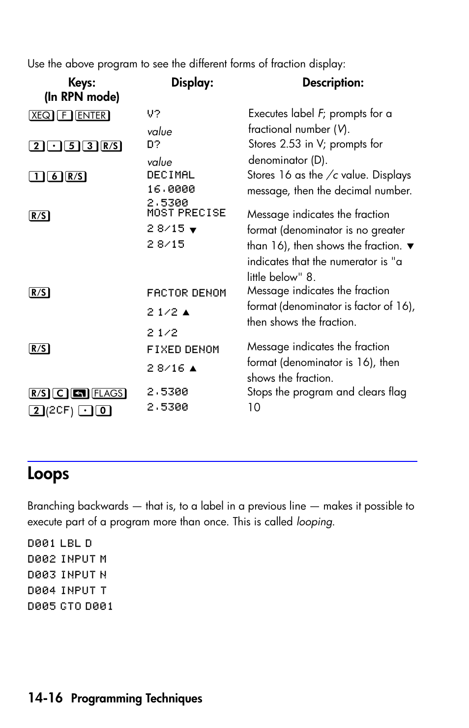 Loops | HP 35s Scientific Calculator User Manual | Page 226 / 382