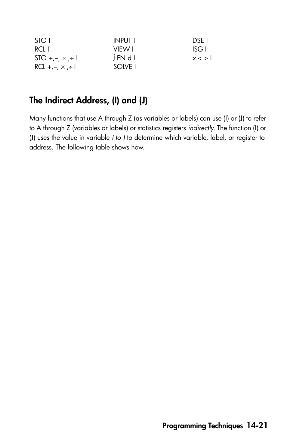 The indirect address, (i) and (j) | HP 35s Scientific Calculator User Manual | Page 231 / 382