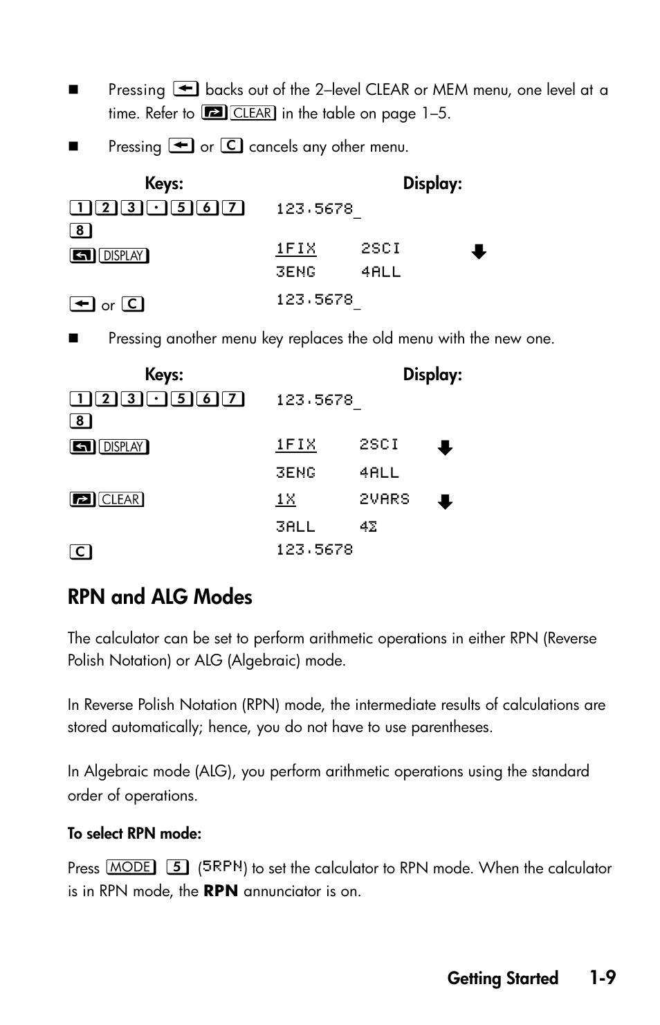 Rpn and alg modes | HP 35s Scientific Calculator User Manual | Page 25 / 382
