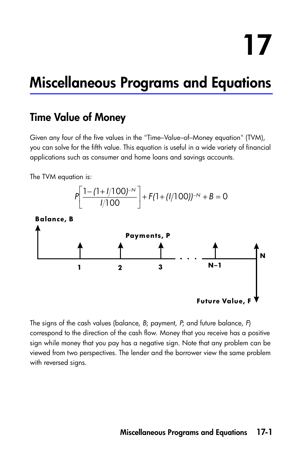 Miscellaneous programs and equations, Time value of money, Miscella | HP 35s Scientific Calculator User Manual | Page 271 / 382