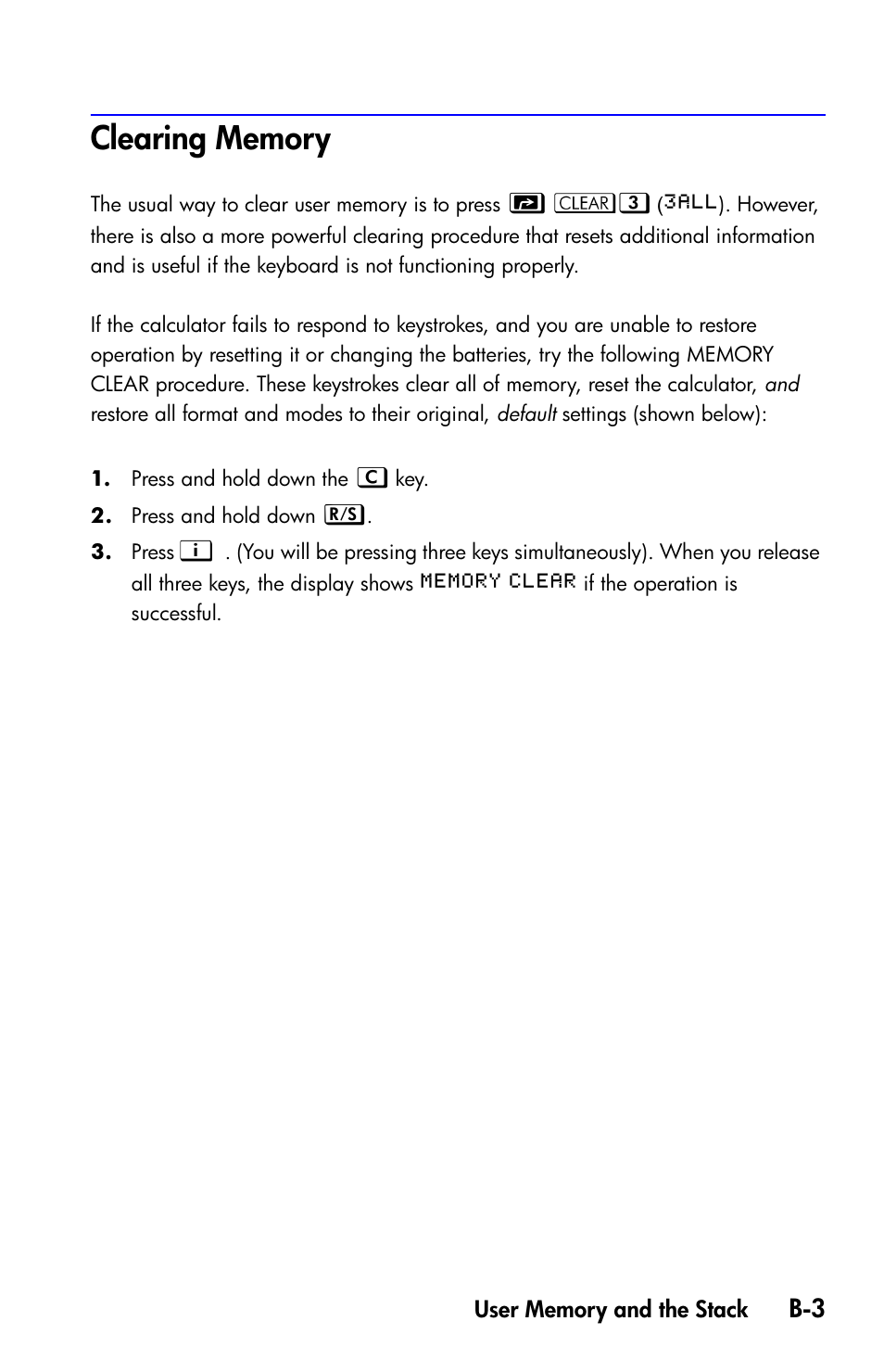 Clearing memory | HP 35s Scientific Calculator User Manual | Page 303 / 382