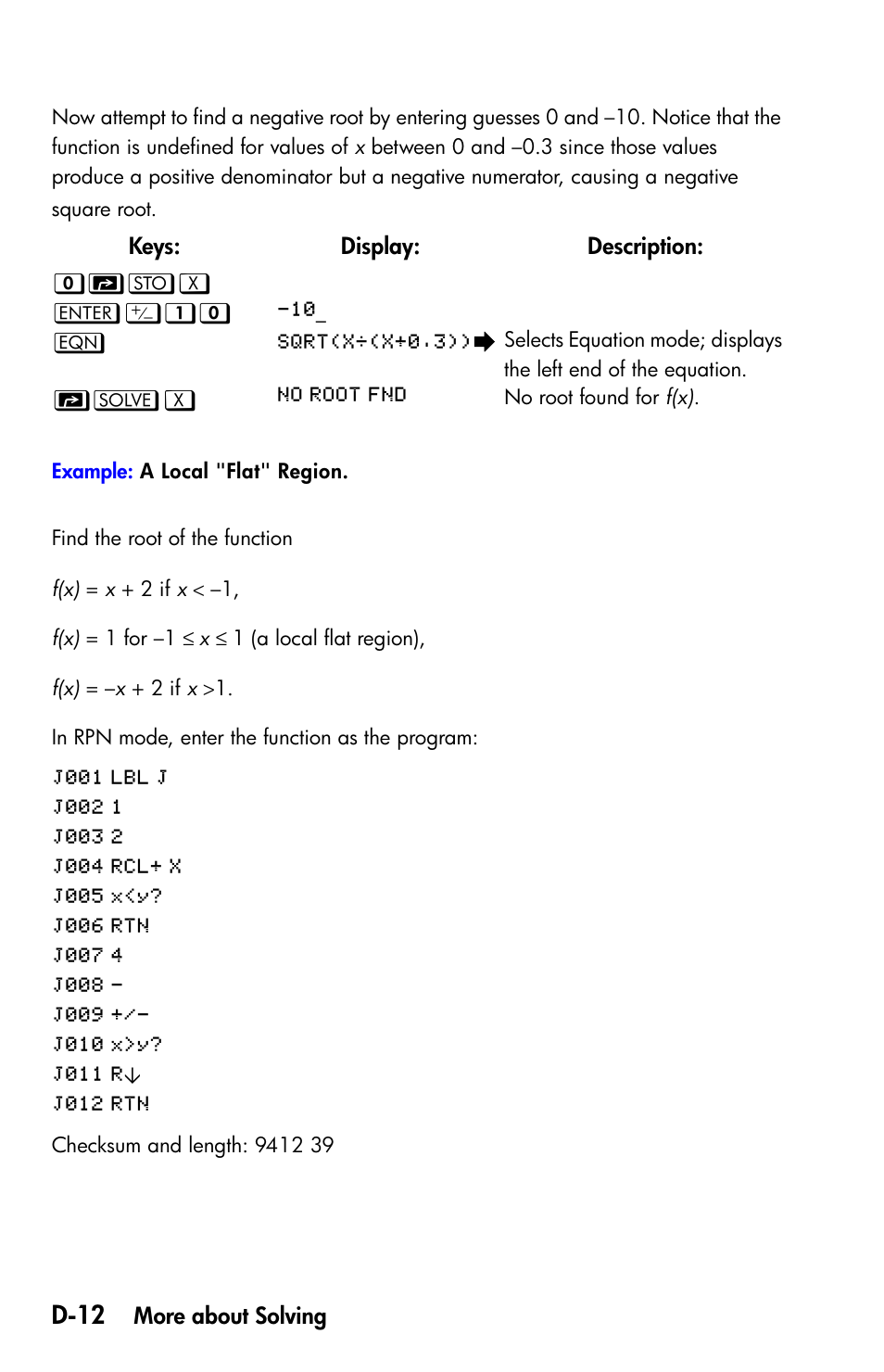 D-12 | HP 35s Scientific Calculator User Manual | Page 334 / 382