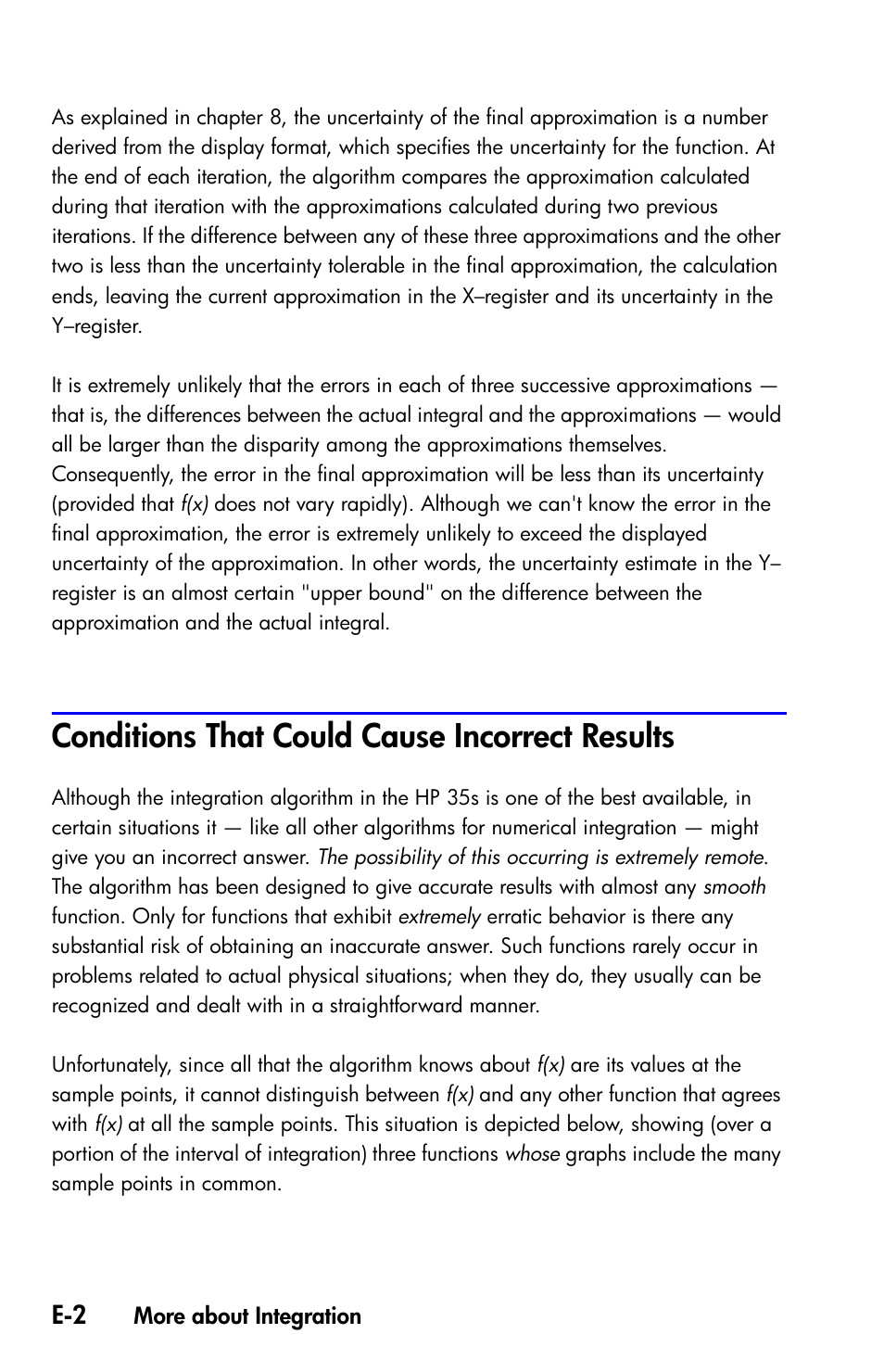 Conditions that could cause incorrect results | HP 35s Scientific Calculator User Manual | Page 338 / 382