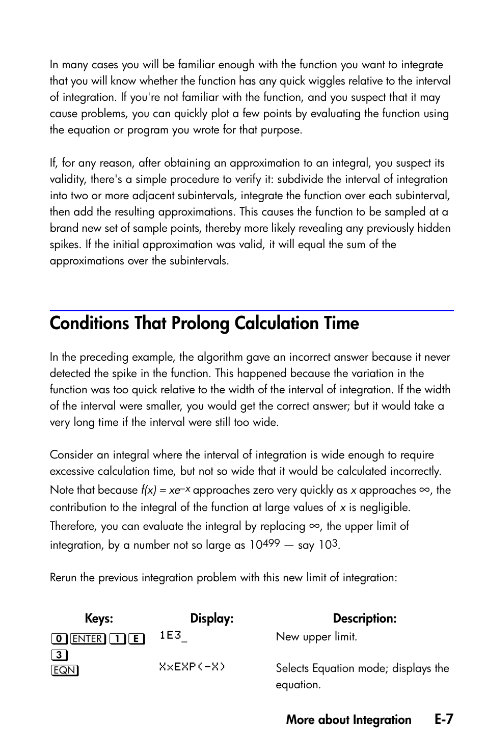 Conditions that prolong calculation time | HP 35s Scientific Calculator User Manual | Page 343 / 382