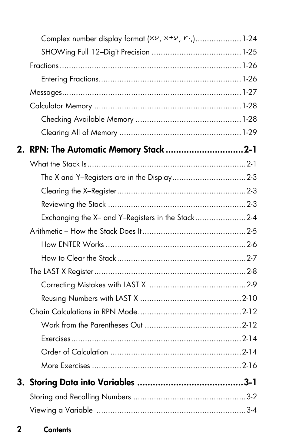 Storing data into variables -1 | HP 35s Scientific Calculator User Manual | Page 4 / 382