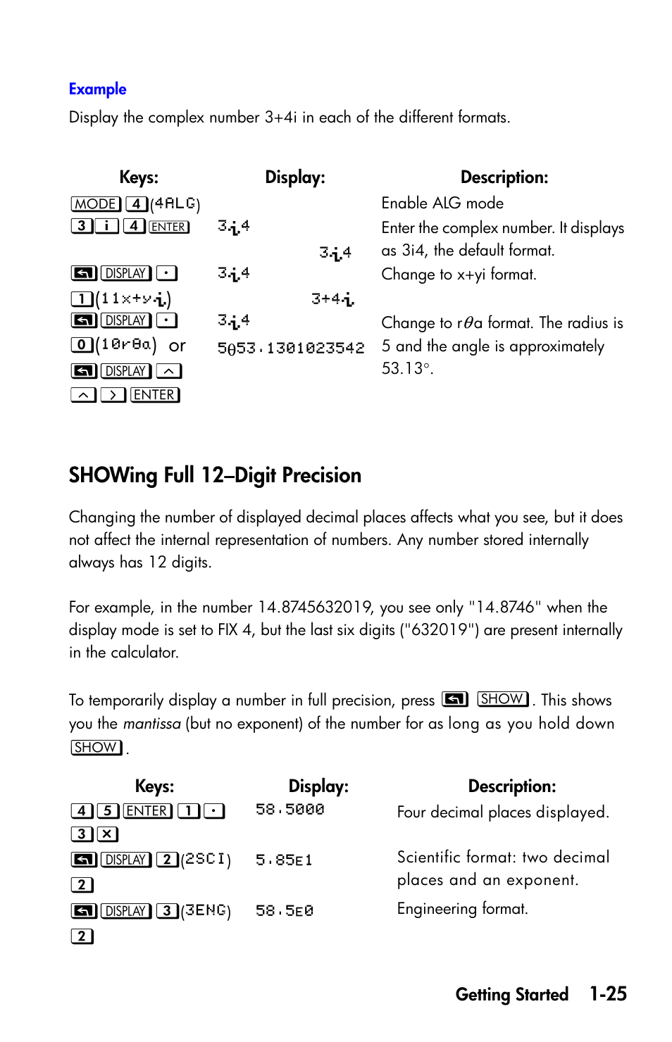 Showing full 12-digit precision, Showing full 12–digit precision | HP 35s Scientific Calculator User Manual | Page 41 / 382