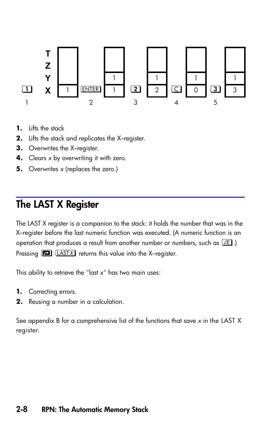 The last x register, T z y | HP 35s Scientific Calculator User Manual | Page 54 / 382
