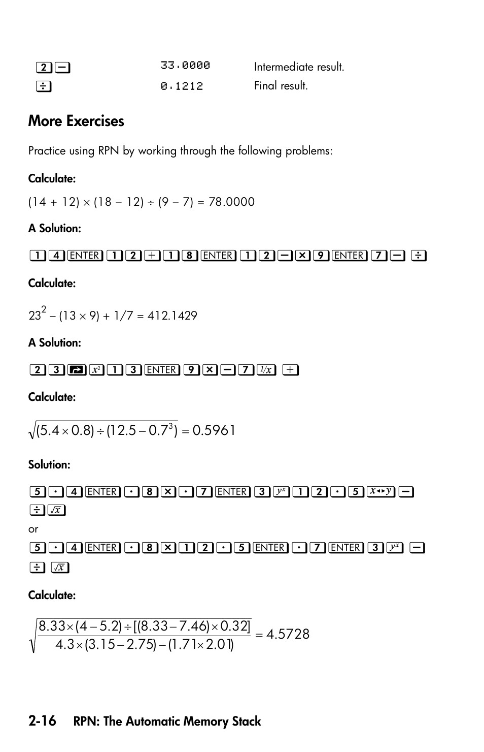 More exercises | HP 35s Scientific Calculator User Manual | Page 62 / 382