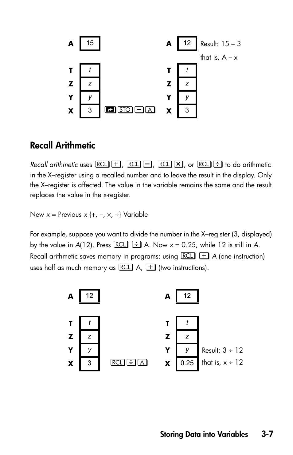 Recall arithmetic | HP 35s Scientific Calculator User Manual | Page 71 / 382