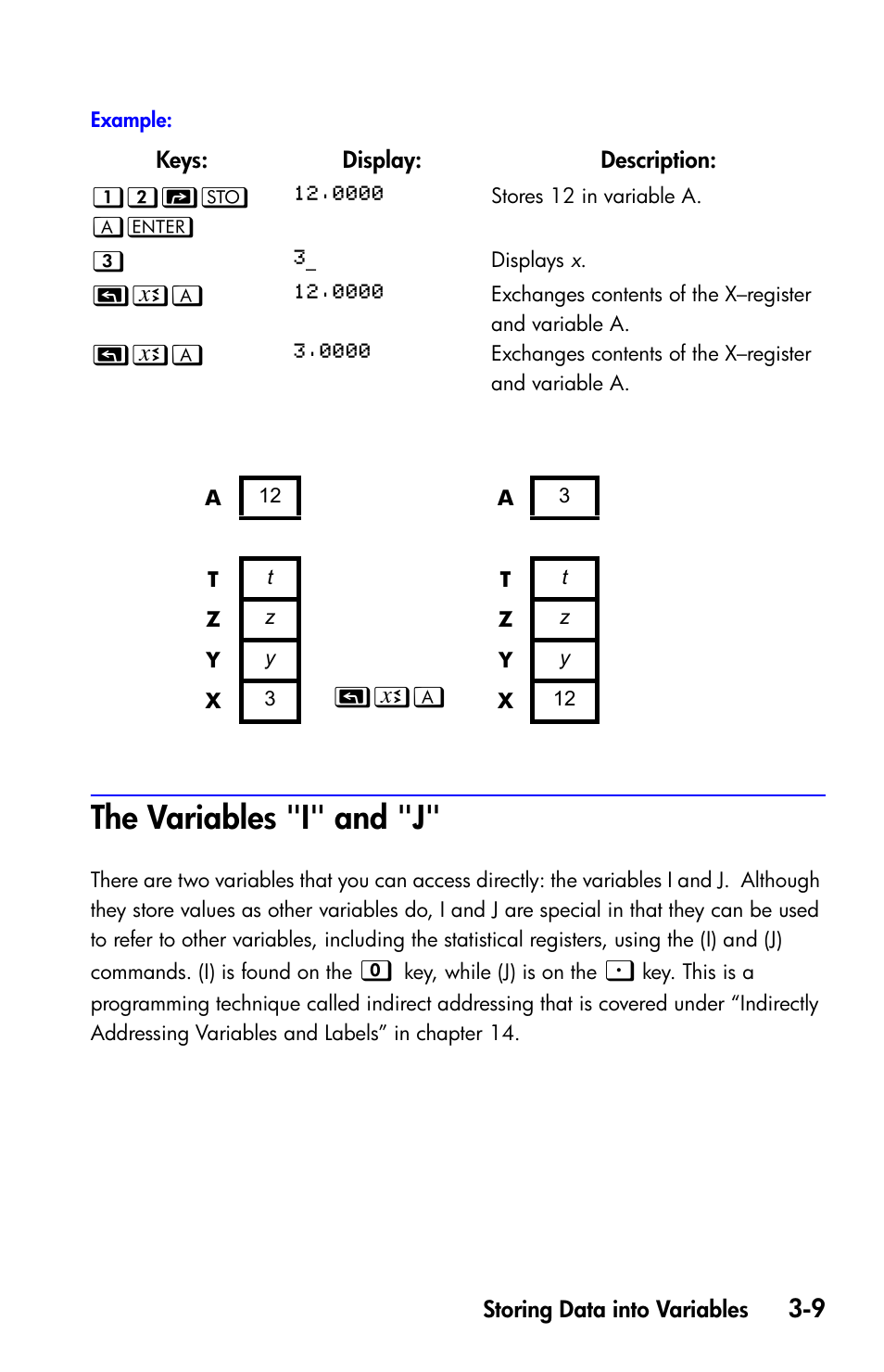 The variables "i" and "j | HP 35s Scientific Calculator User Manual | Page 73 / 382