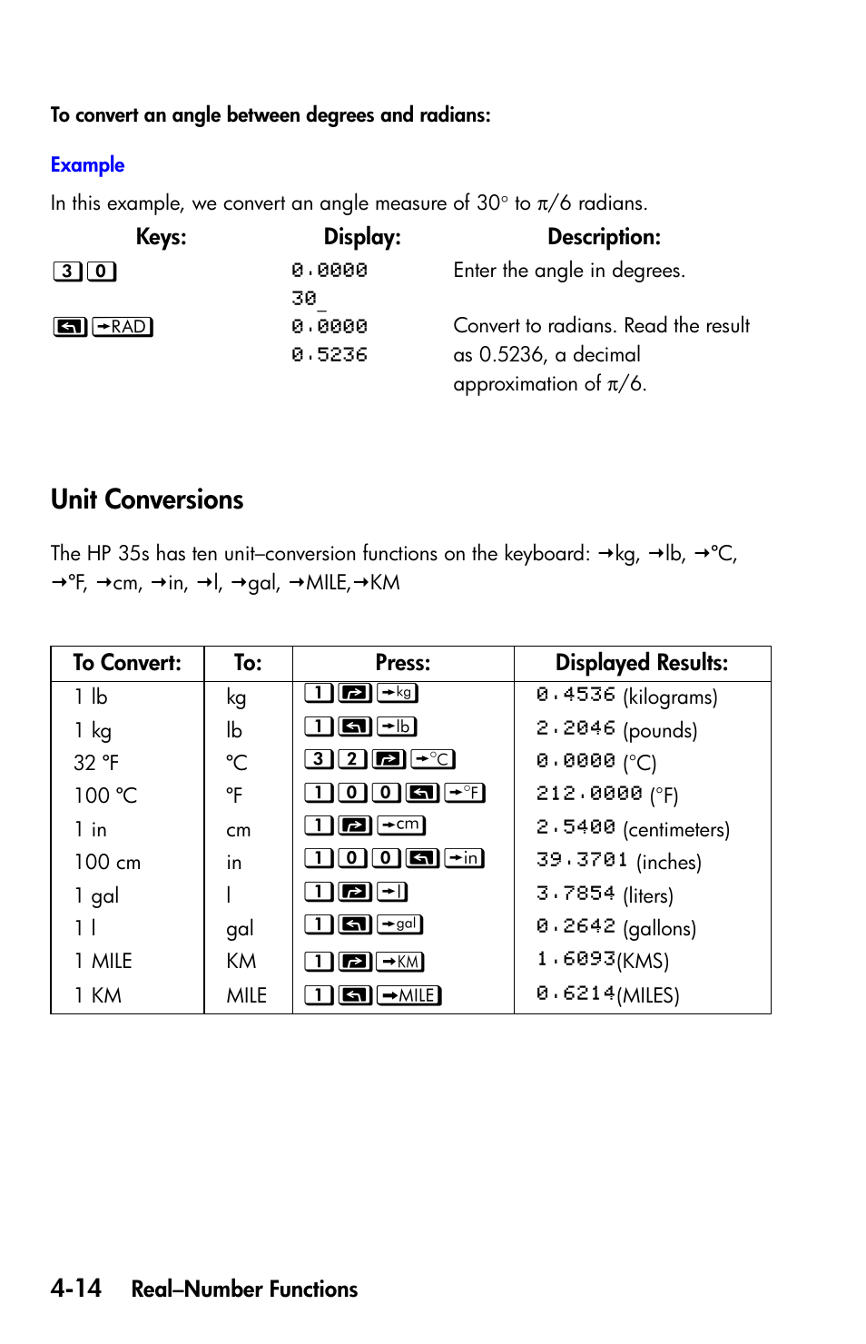 Unit conversions | HP 35s Scientific Calculator User Manual | Page 88 / 382