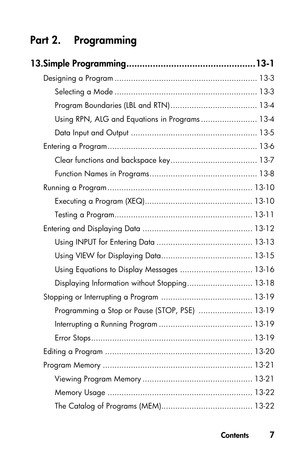 Part 2. programming, Simple programming -1 | HP 35s Scientific Calculator User Manual | Page 9 / 382