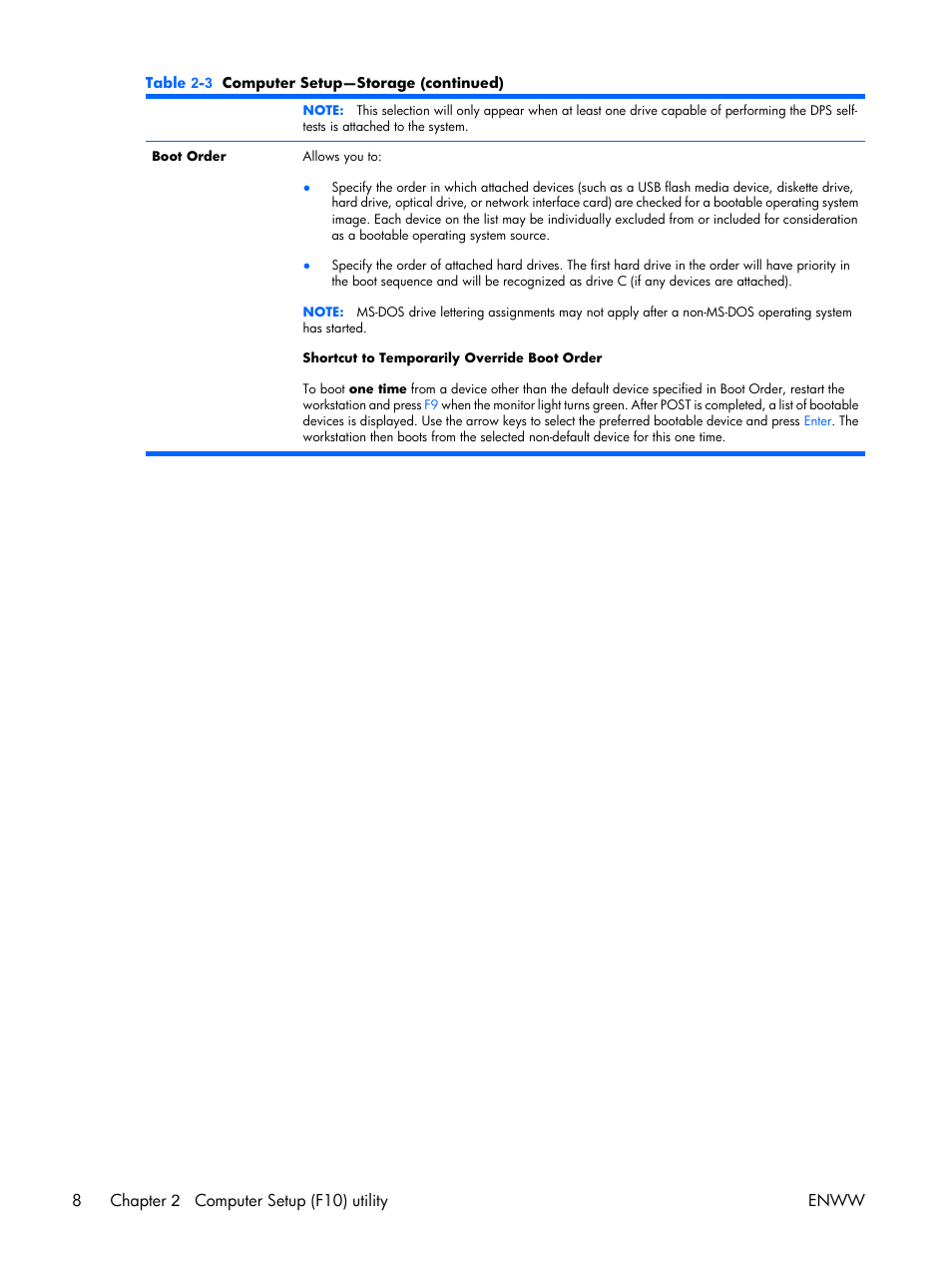 8chapter 2 computer setup (f10) utility enww | HP XW3400 User Manual | Page 18 / 182