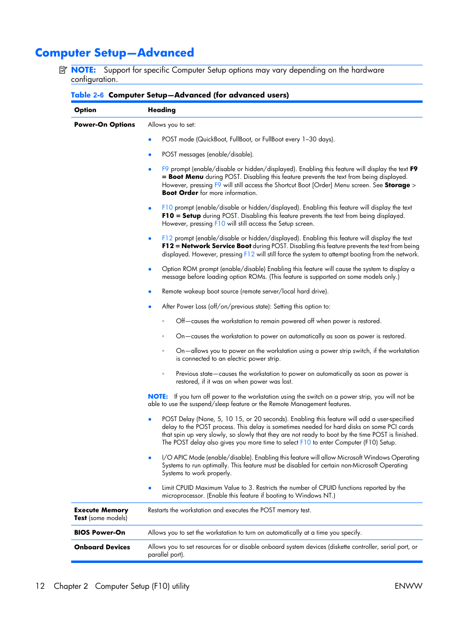 Computer setup—advanced | HP XW3400 User Manual | Page 22 / 182