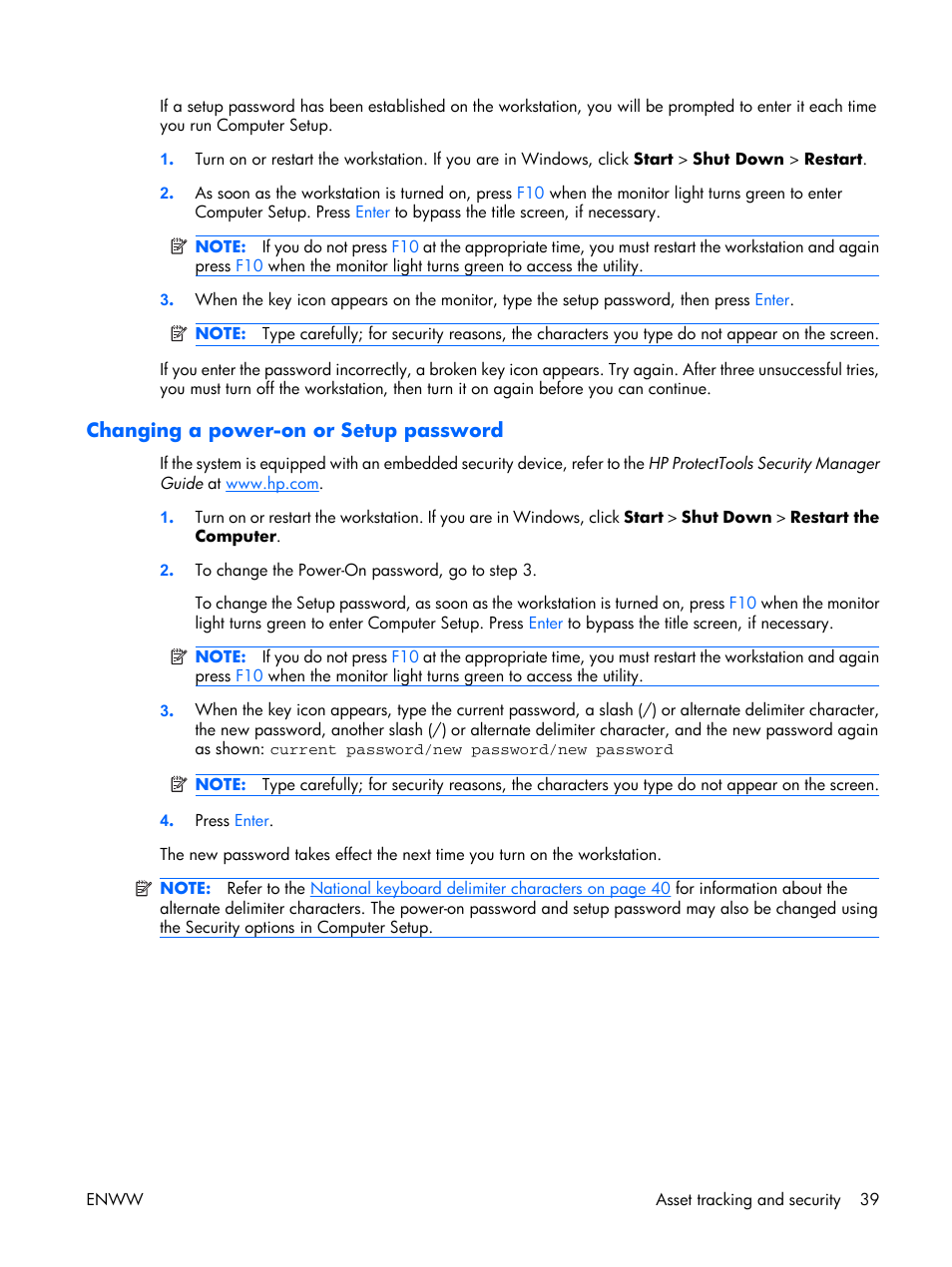 Changing a power-on or setup password | HP XW3400 User Manual | Page 49 / 182