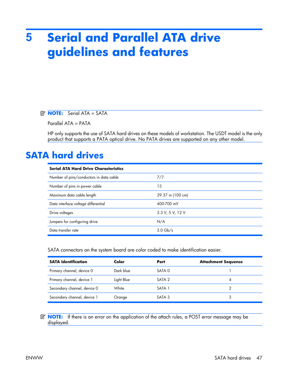 Sata hard drives | HP XW3400 User Manual | Page 57 / 182