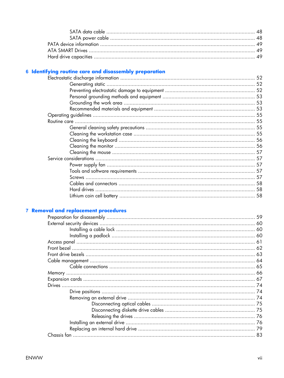 HP XW3400 User Manual | Page 7 / 182