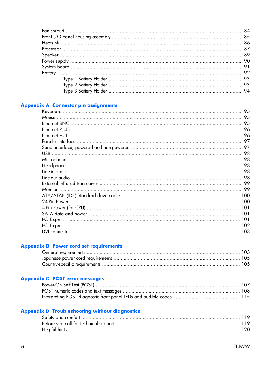 HP XW3400 User Manual | Page 8 / 182