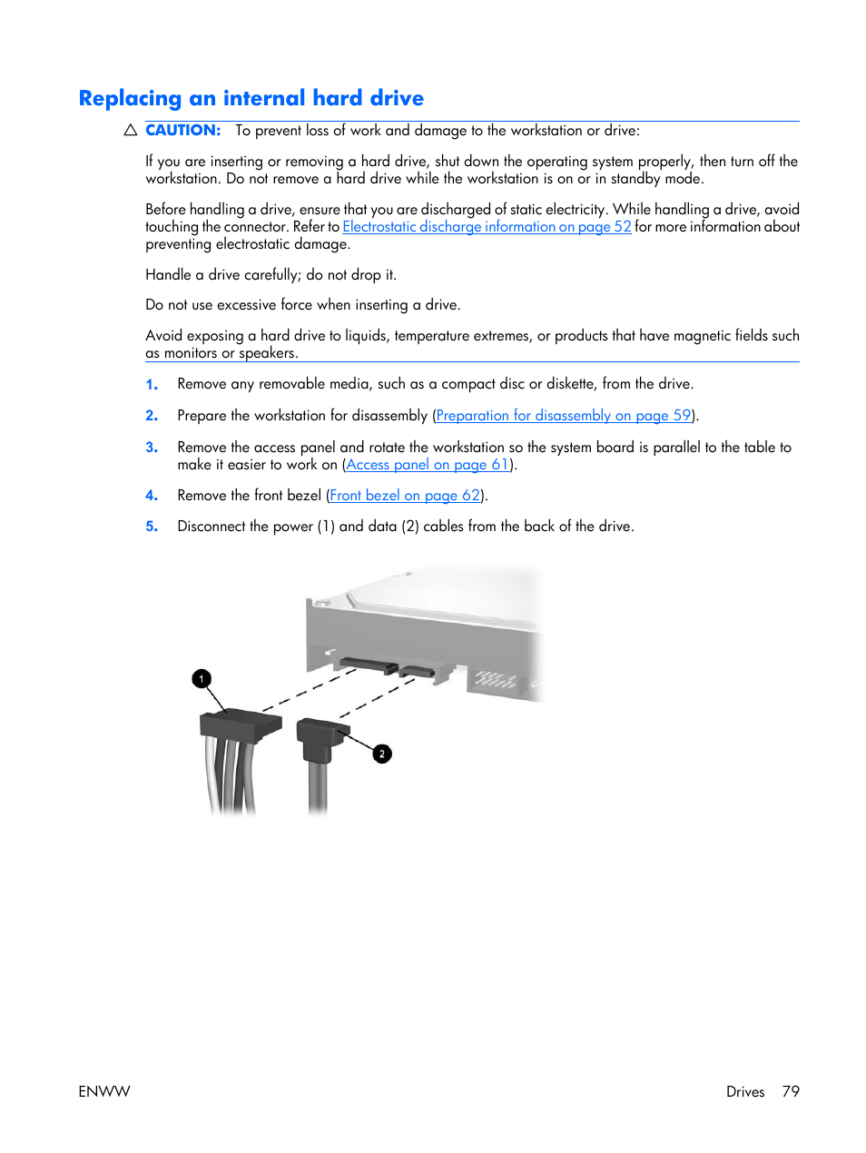 Replacing an internal hard drive | HP XW3400 User Manual | Page 89 / 182